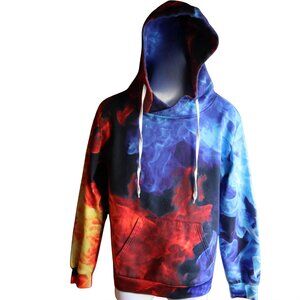 Loveternal Men's Fire and Ice Multicolor Hoodie with Kangaroo Pocket Size M